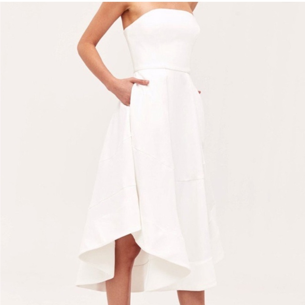 NWT C/meo Collective Magnetise Strapless Midi Dress Ivory L
